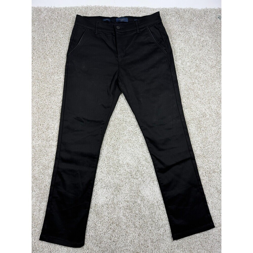 Marc Asher Black Stretch Chino Pants Mens 34x32 Slim Casual Dress Pants